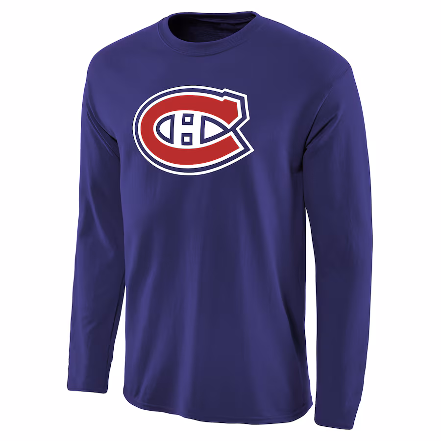 Men's Montreal Canadiens Royal Team Primary Logo Long Sleeve T-Shirt - Jersey