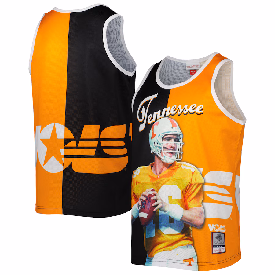 Peyton Manning Tennessee Volunteers Mitchell & Ness Sublimated Player Tank Top - Black/Tennessee Orange - Jersey