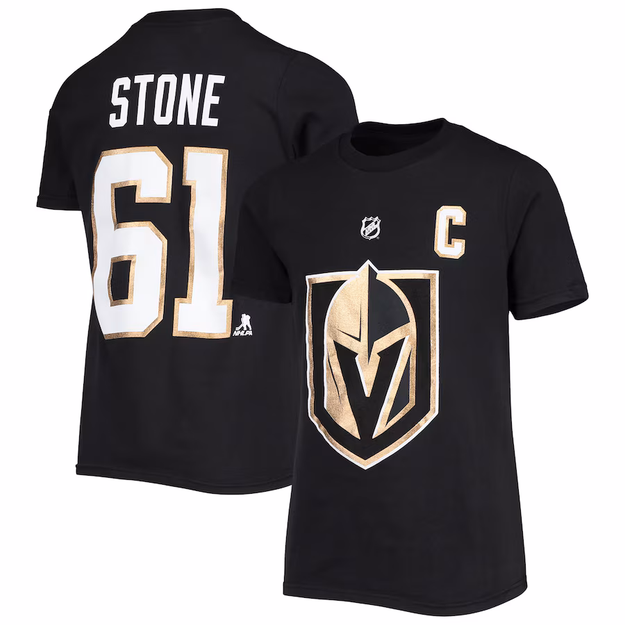 Youth Vegas Golden Knights Mark Stone Black Player Name & Number T-Shirt - Jersey