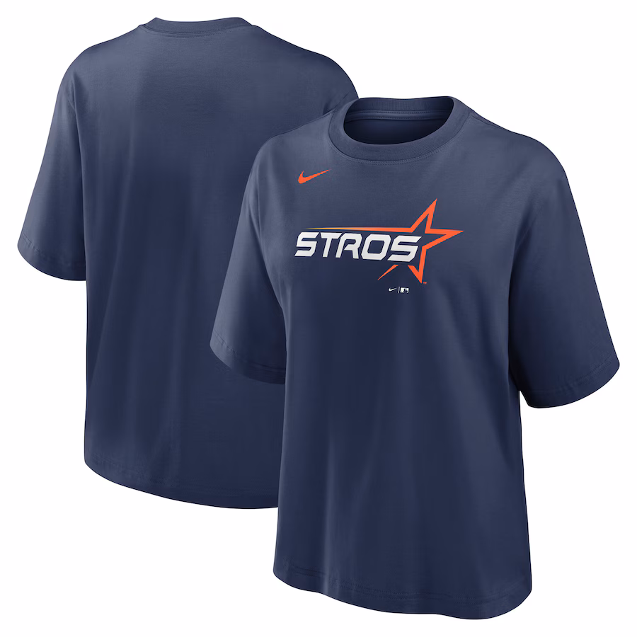 Women's Houston Astros Nike Navy 2025 City Connect Logo Boxy T-Shirt - Jersey