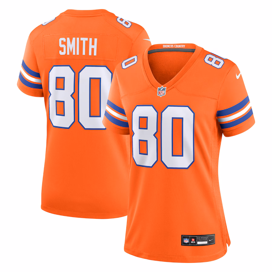 Women's Denver Broncos Rod Smith Nike Orange Mile High Collection 1977 Throwback Retired Player Game Jersey - Jersey