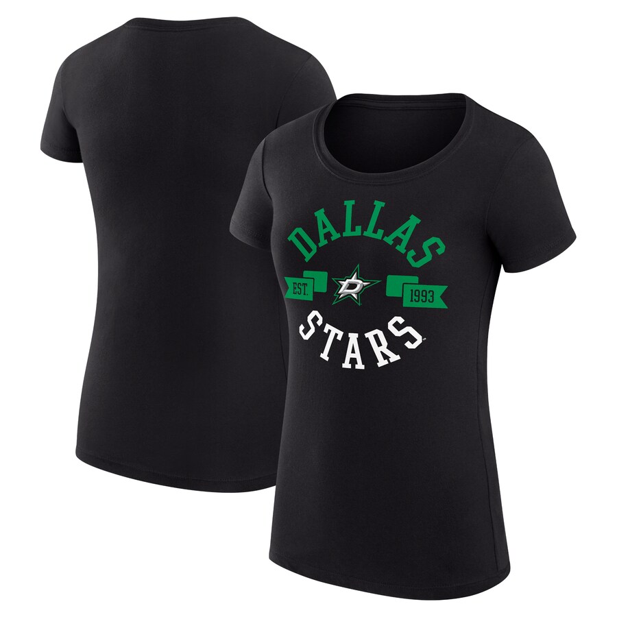 Women's Dallas Stars G-III 4Her by Carl Banks Black City Graphic Sport Fitted Crewneck T-Shirt - Jersey