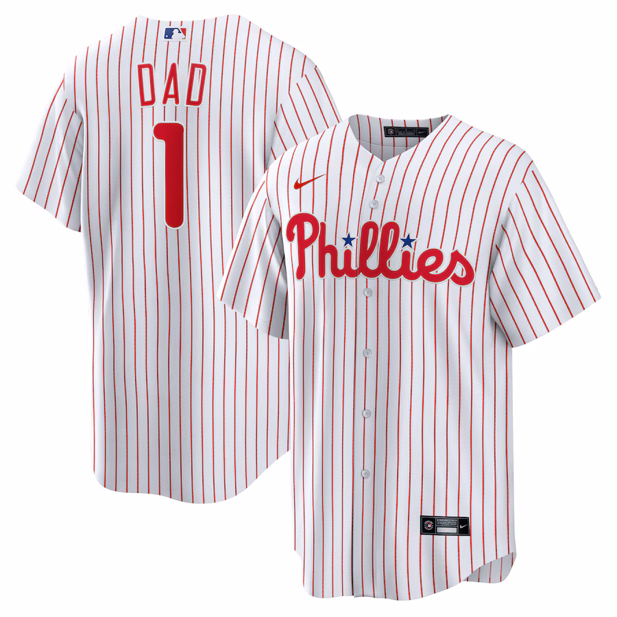 Men's Philadelphia Phillies Nike White #1 Dad Home Replica Jersey - Jersey