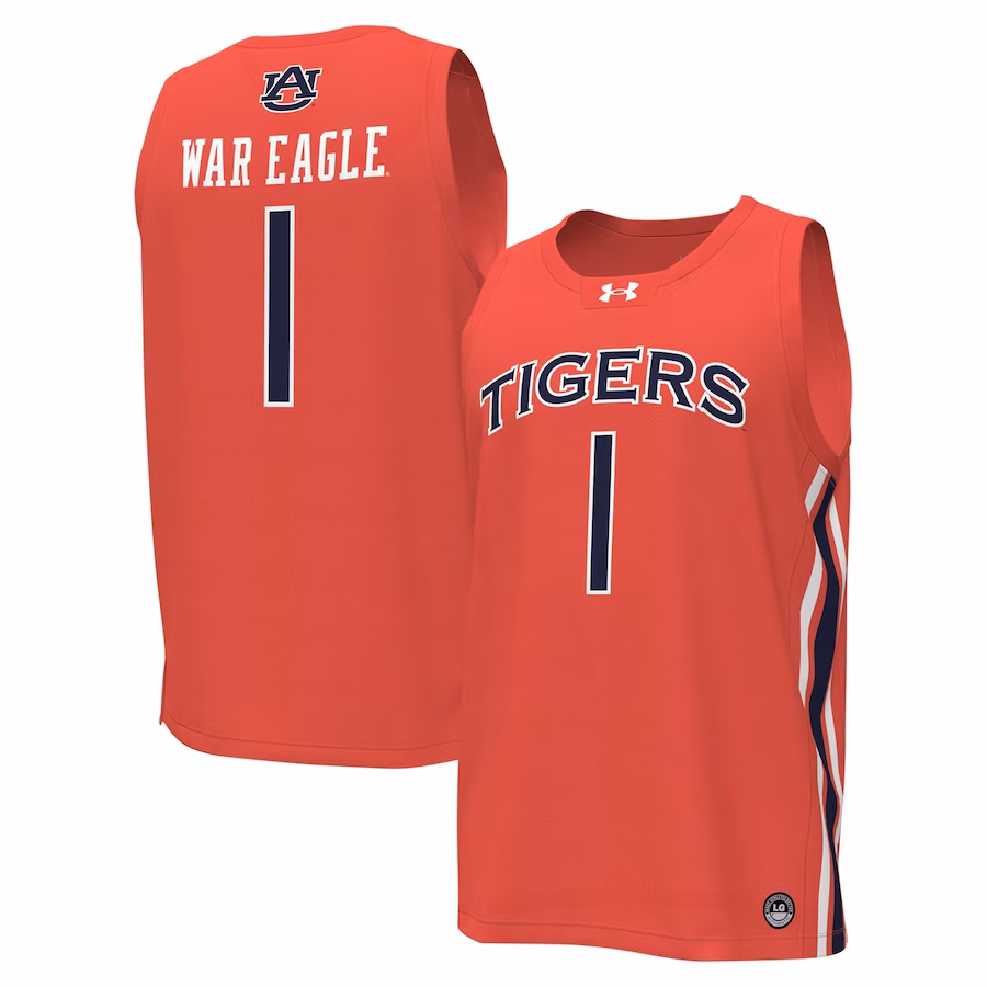 #1 Auburn Tigers Under Armour Replica Basketball Jersey - Orange - Jersey