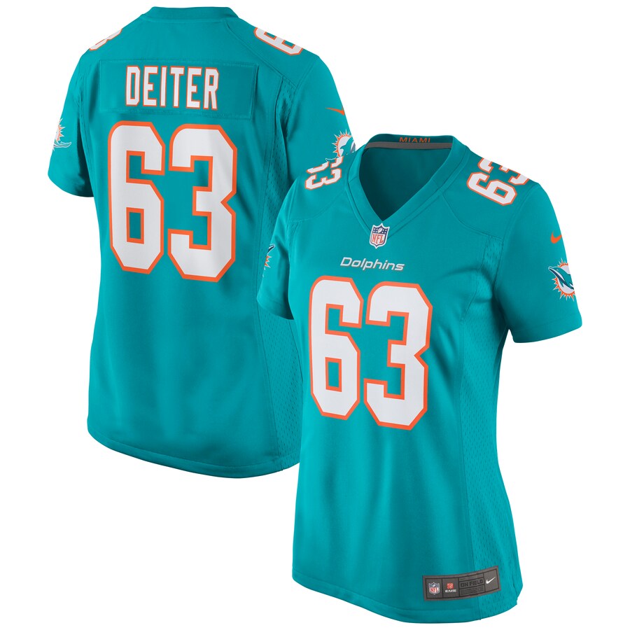 Women's Miami Dolphins Michael Deiter Nike Aqua Game Jersey - Jersey