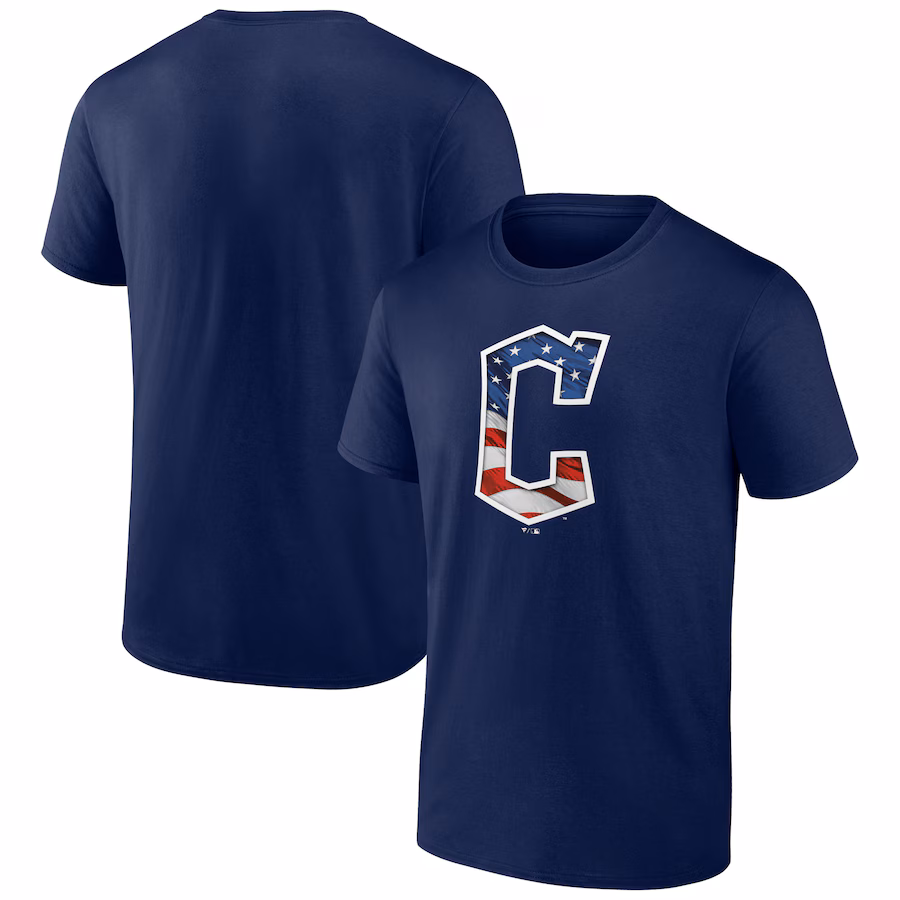 Men's Cleveland Guardians Navy Banner Wave Team T-Shirt - Jersey