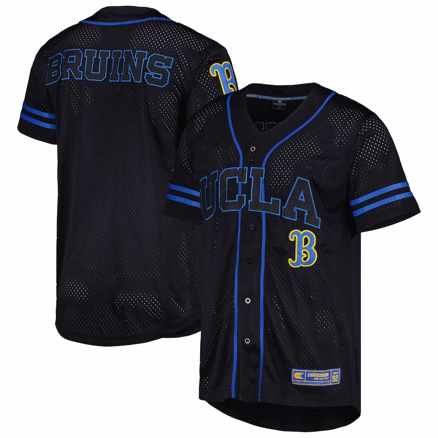 UCLA Bruins Colosseum Free Spirited Mesh Button-Up Baseball Jersey - Black - Jersey