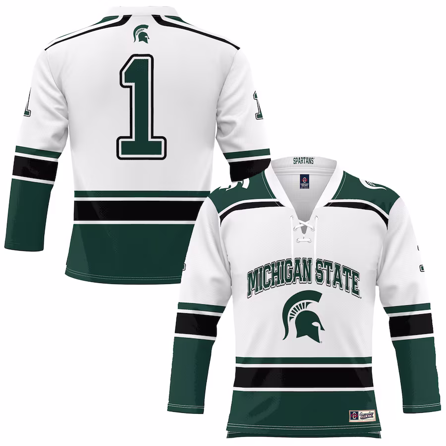 #1 Michigan State Spartans GameDay Greats Hockey Jersey - White - Jersey