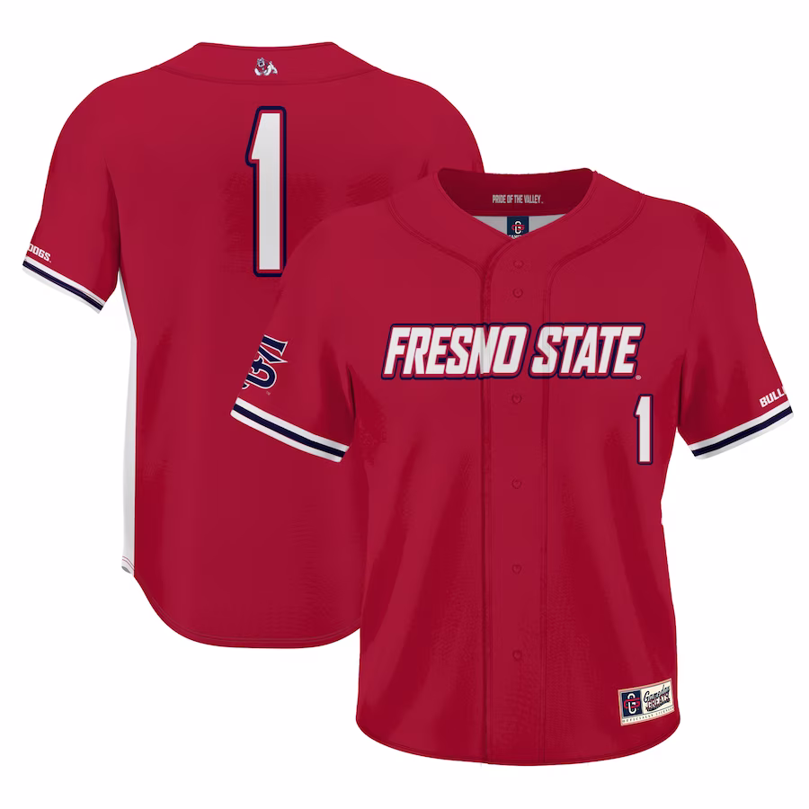 #1 Fresno State Bulldogs GameDay Greats Youth Lightweight Baseball Jersey - Red - Jersey
