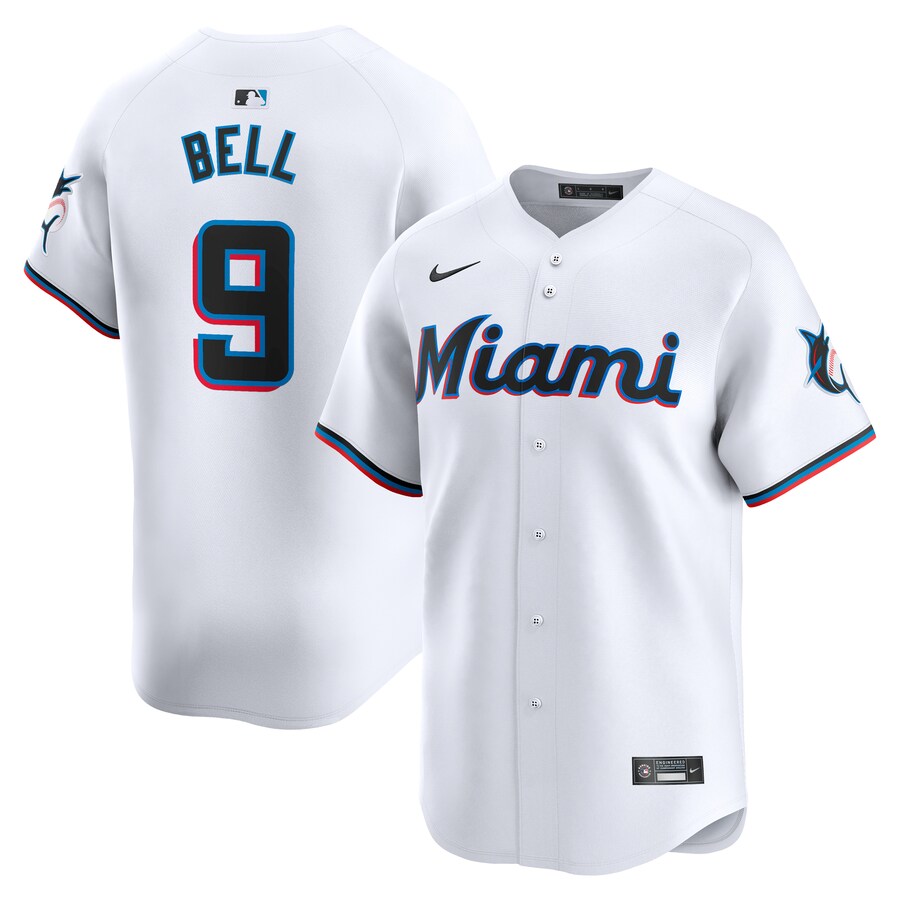 Men's Miami Marlins Josh Bell Nike White Home Limited Player Jersey - Jersey