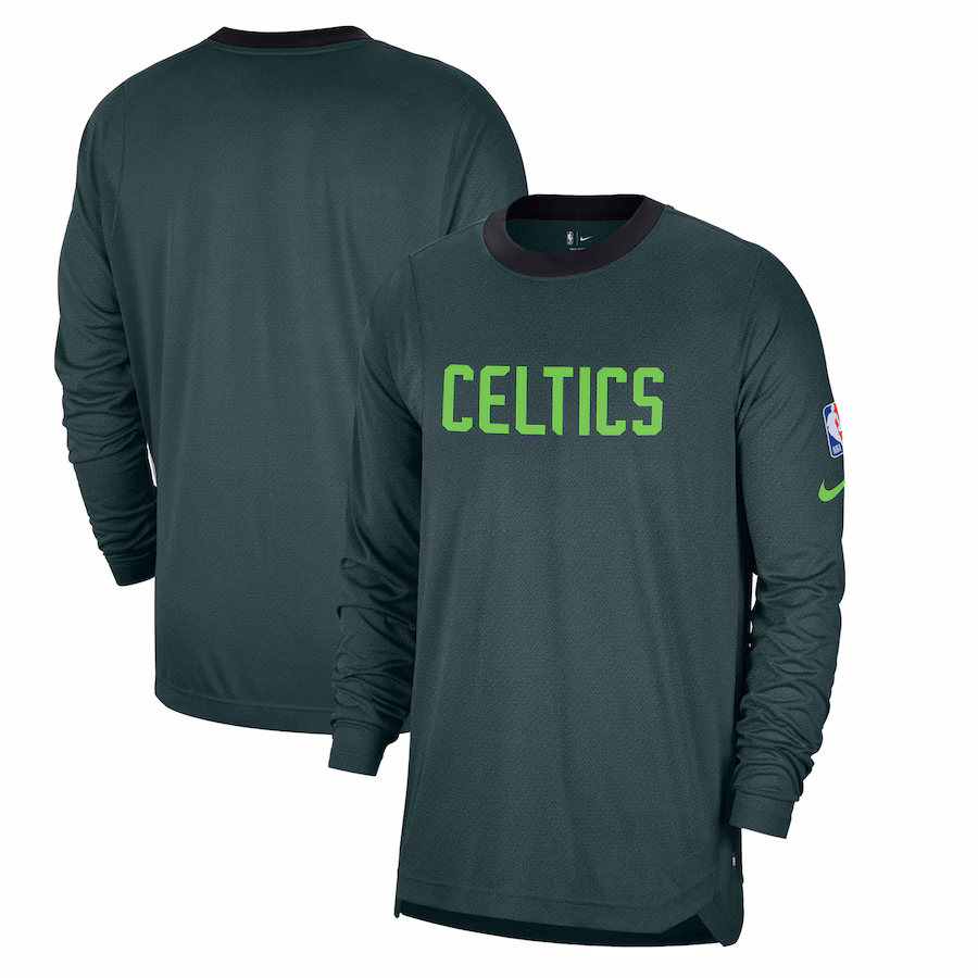 Men's Boston Celtics Nike Green 2024/25 City Edition Authentic Pregame Performance Long Sleeve Shooting T-Shirt - Jersey