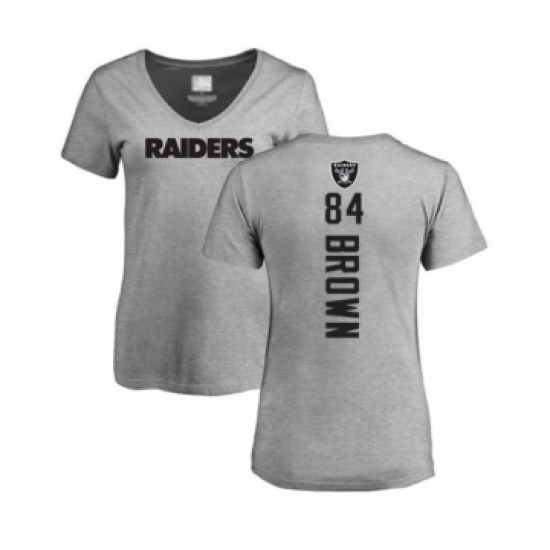Football Women's Oakland Raiders #84 Antonio Brown Ash Backer T-Shirt - Jersey