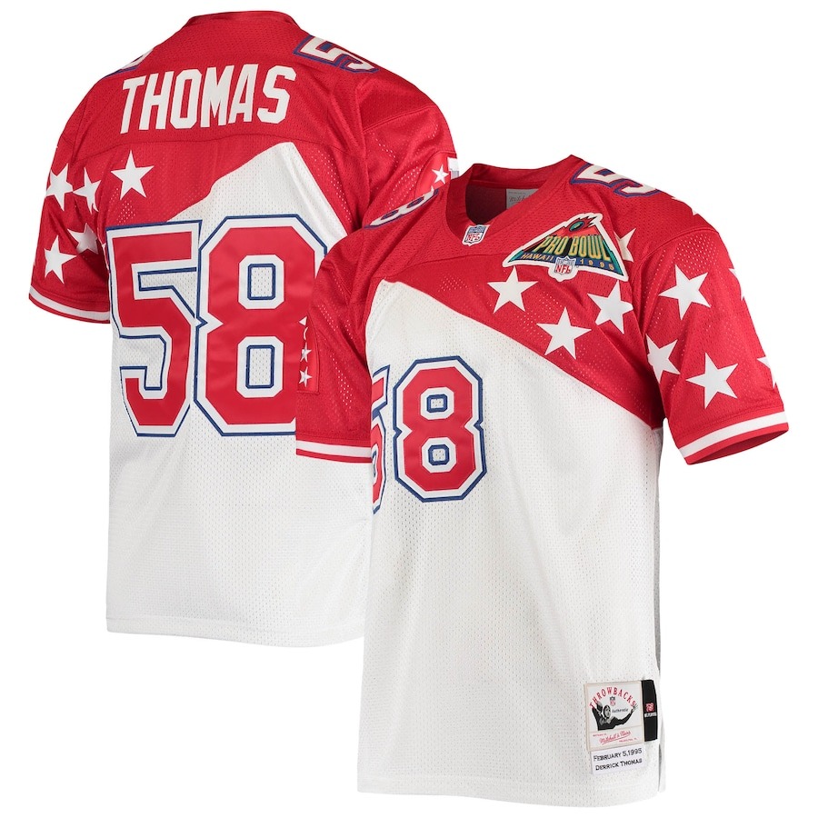 Men's AFC Derrick Thomas Mitchell & Ness White/Red 1995 Pro Bowl Authentic Jersey - Jersey