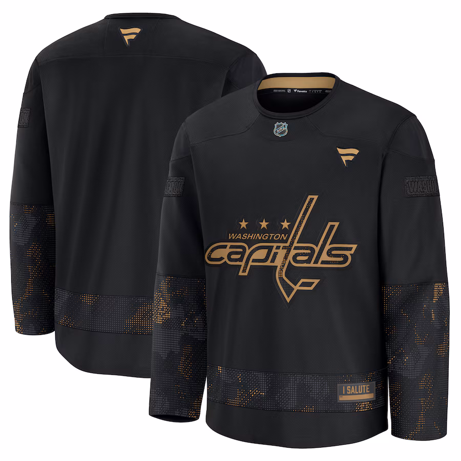 Men's Washington Capitals Fanatics Black 2024 Military Appreciation Practice Jersey - Jersey