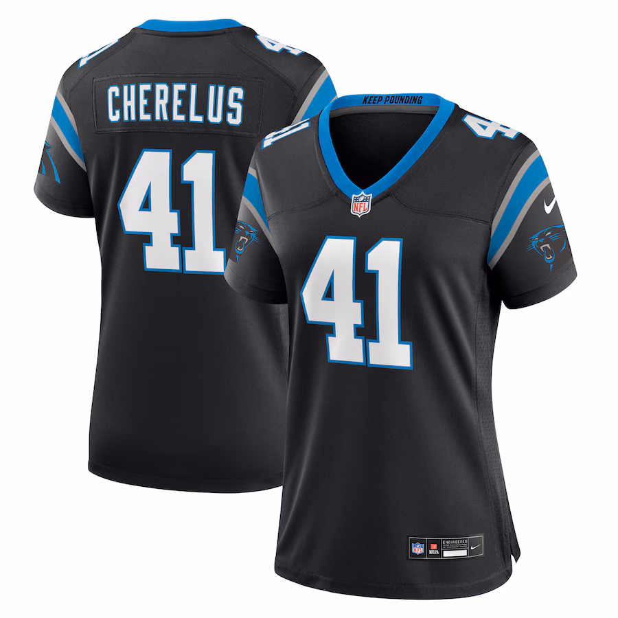 Women's Carolina Panthers Claudin Cherelus Nike  Black Team Game Jersey - Jersey