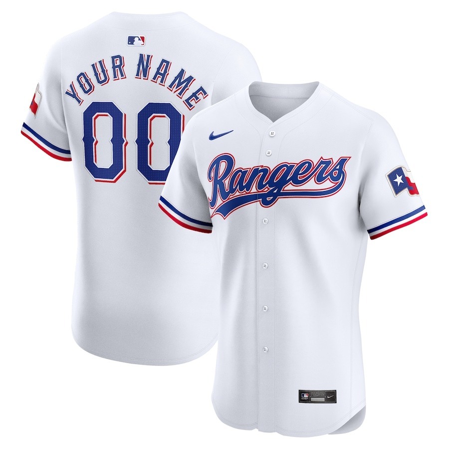 Men's Texas Rangers Nike White Home Elite Custom Jersey - Jersey