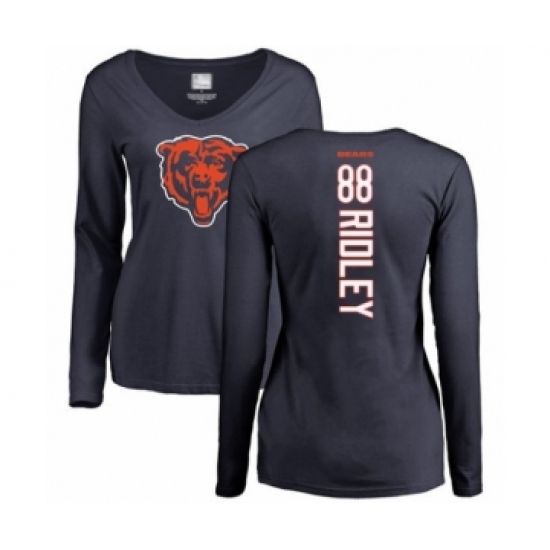 Football Women's Chicago Bears #88 Riley Ridley Navy Blue Backer Long Sleeve T-Shirt - Jersey