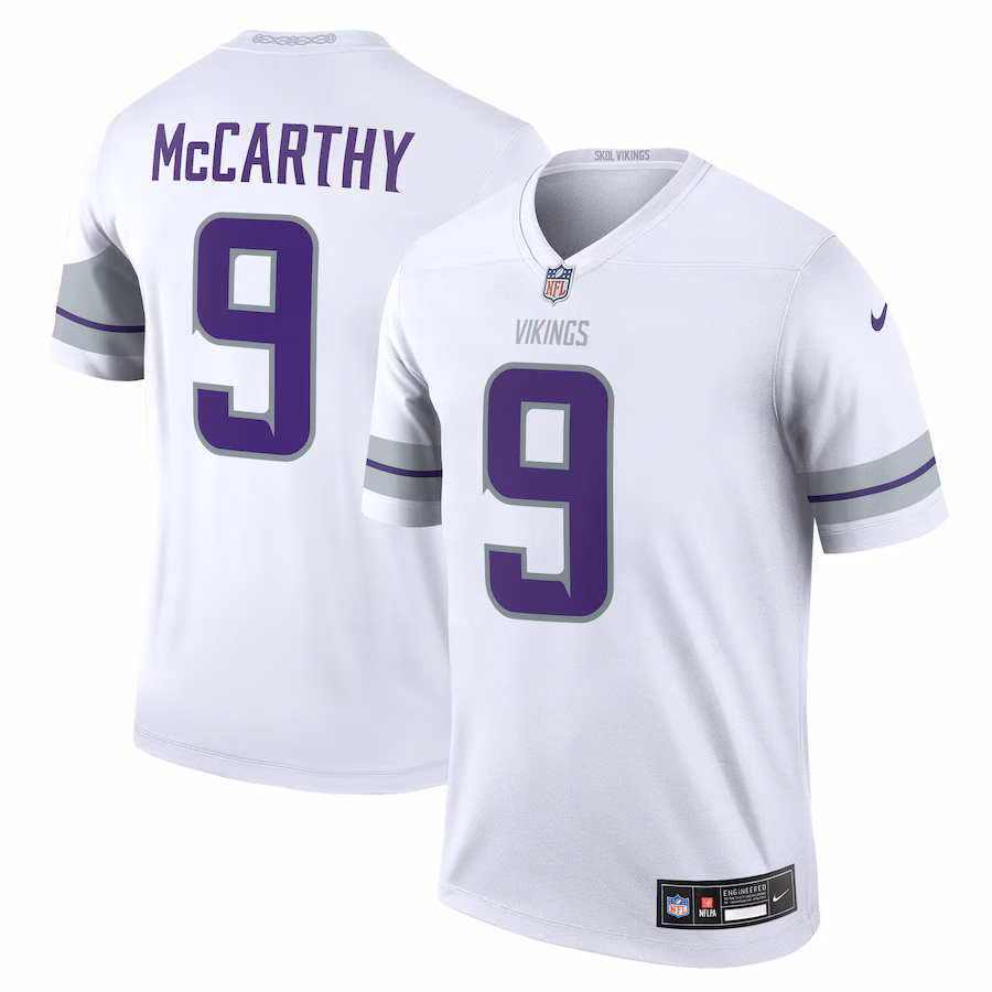 Men's Minnesota Vikings J.J. McCarthy Nike White Alternate Legend Player Performance Top - Jersey