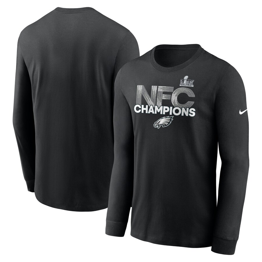 Men's Philadelphia Eagles  Nike Black 2024 NFC Champions Long Sleeve T-Shirt - Jersey