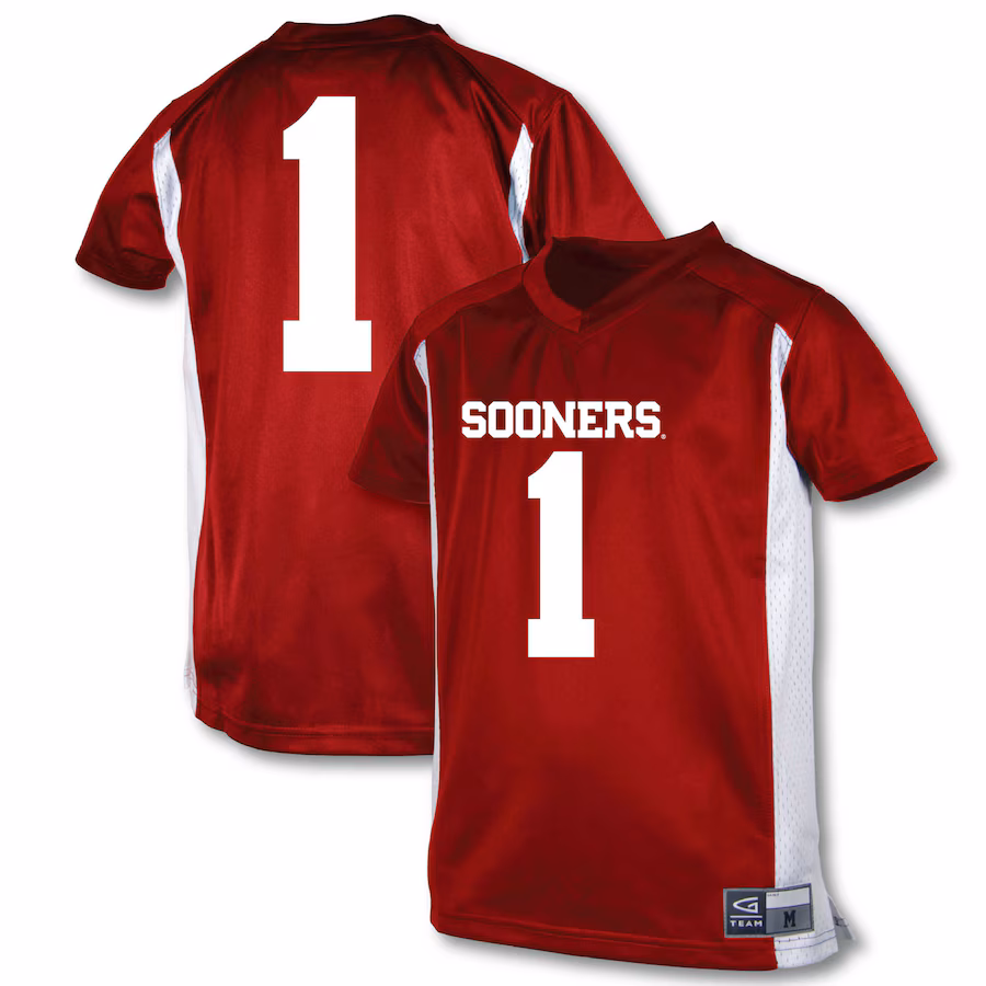 Youth Garb #1 Crimson Oklahoma Sooners Football Jersey - Jersey
