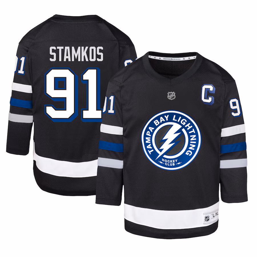 Youth Tampa Bay Lightning Steven Stamkos Black Alternate Replica Player Jersey - Jersey