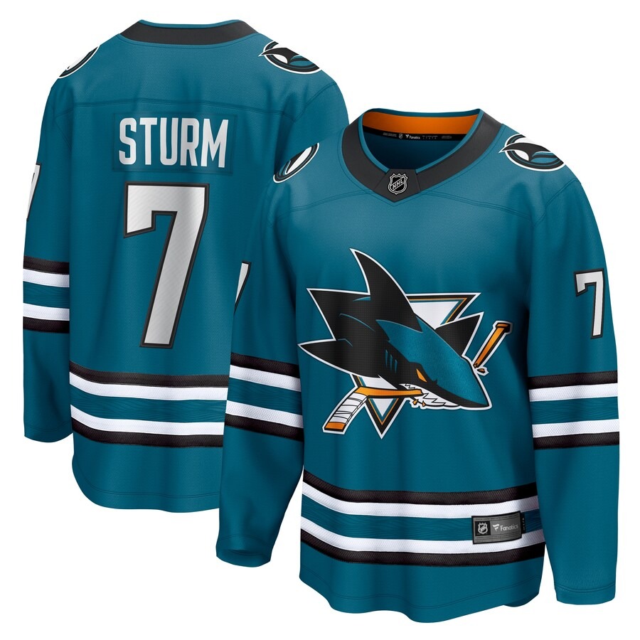 Men's San Jose Sharks Nico Sturm Fanatics Branded Teal Home Breakaway Jersey - Jersey