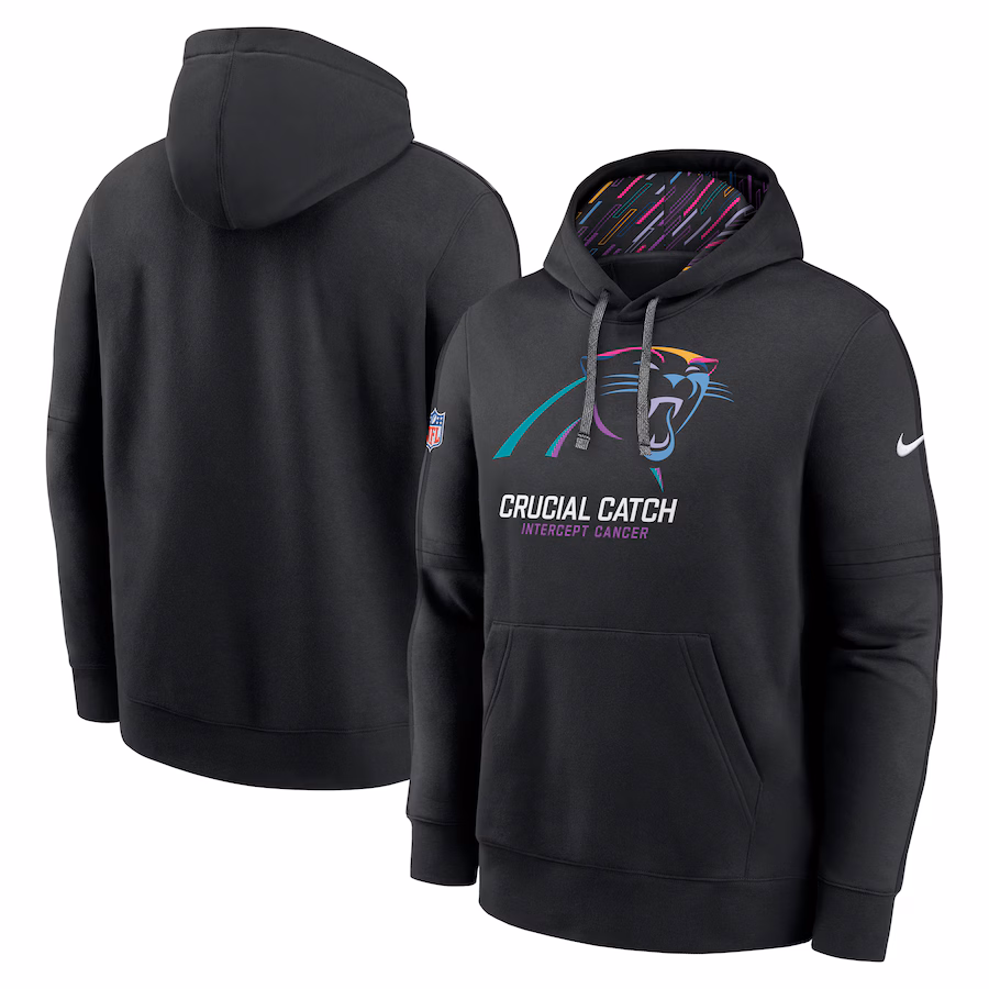 Men's Carolina Panthers Nike Black 2024 NFL Crucial Catch Club Pullover Hoodie - Jersey