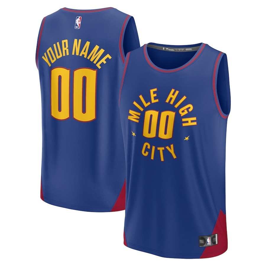 Youth Denver Nuggets Fanatics Blue Fast Break Replica Custom Jersey - Statement Edition - Jersey
