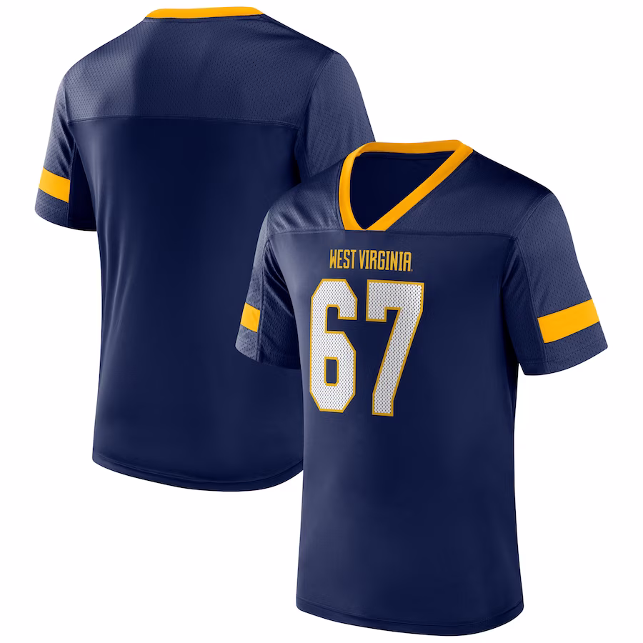 #67 West Virginia Mountaineers Fanatics Branded Kickoff Winner Replica Jersey - Navy - Jersey