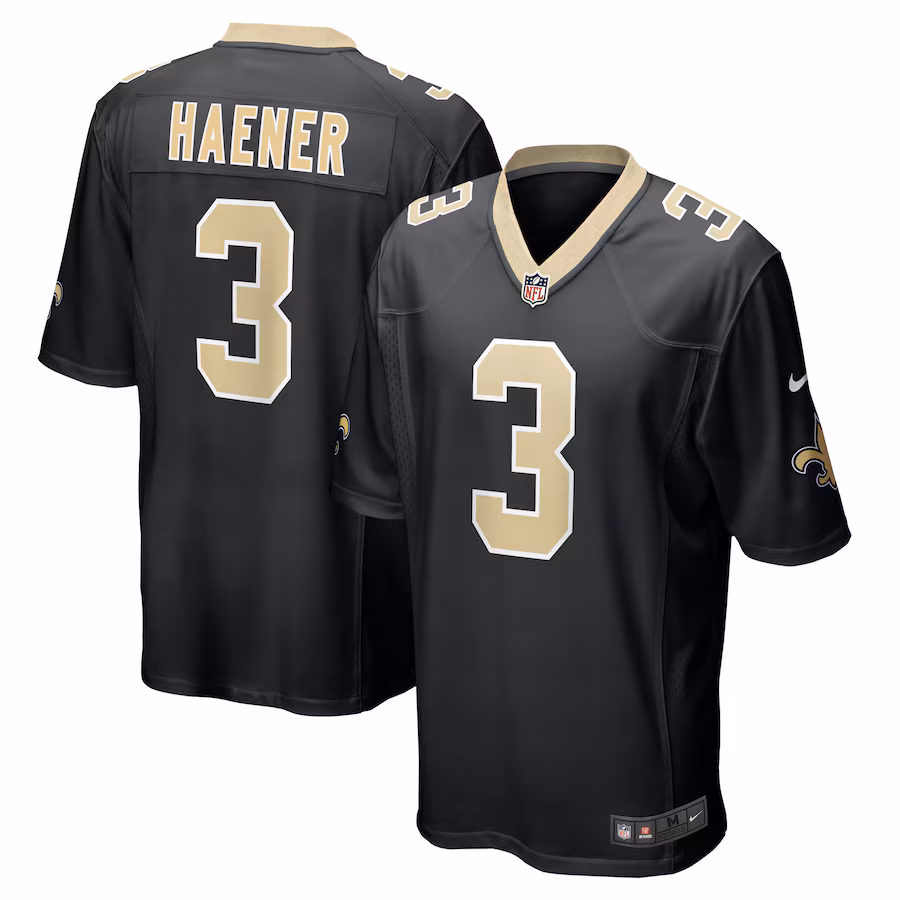 Men's New Orleans Saints Jake Haener Nike  Black Team Game Jersey - Jersey