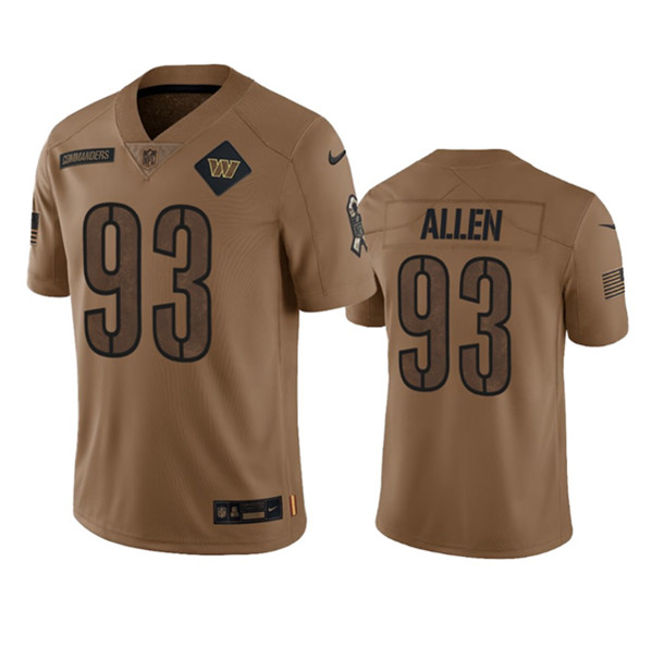 Men's Washington Commanders #93 Jonathan Allen 2023 Brown Salute To Service Limited Football Stitched Jersey - Jersey
