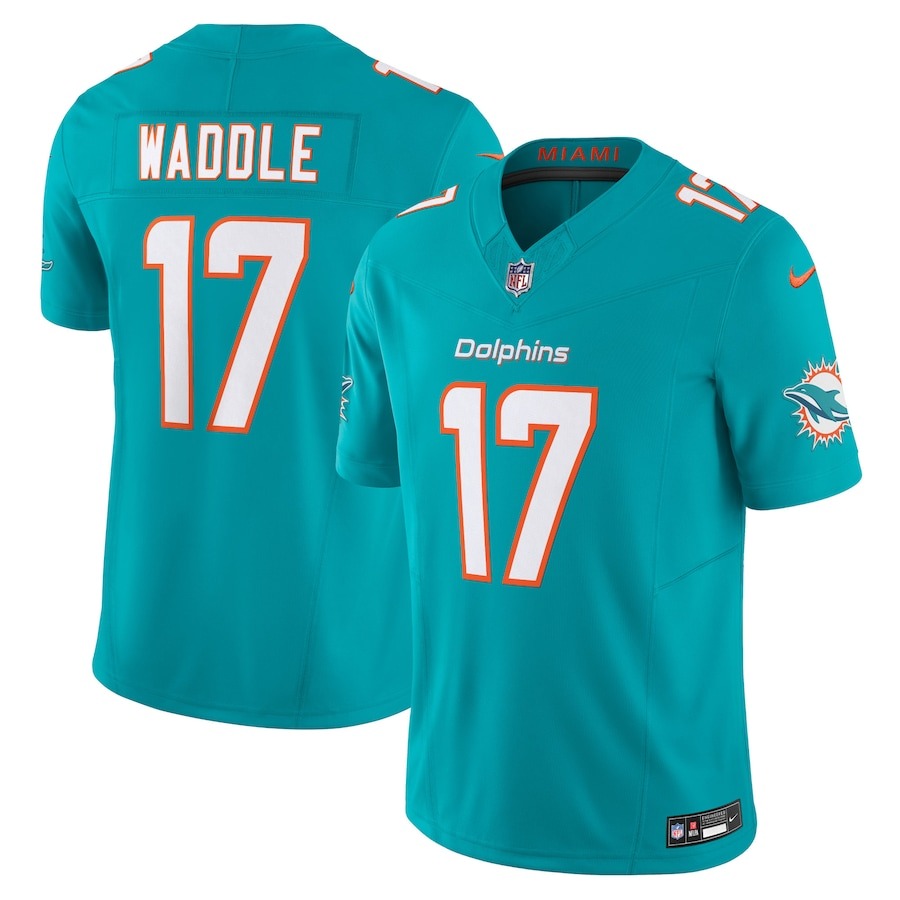 Men's Miami Dolphins Jaylen Waddle Nike Aqua Vapor F.U.S.E. Limited Jersey - Jersey