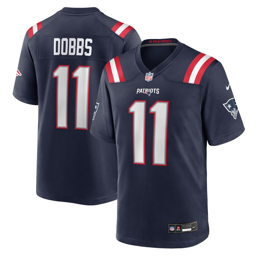 Men's New England Patriots Joshua Dobbs Nike Navy Team Game Jersey - Jersey