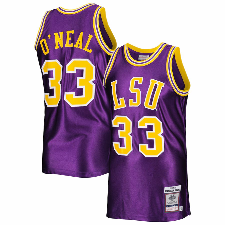 Men's Mitchell & Ness Shaquille O'Neal Purple LSU Tigers 1990/91 Authentic Jersey - Jersey