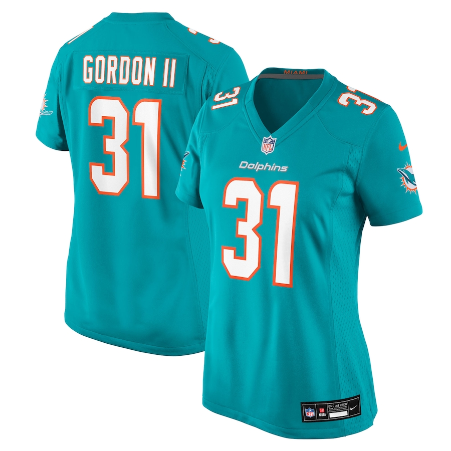 Women's Miami Dolphins Ollie Gordon II Nike Aqua Team Game Jersey - Jersey