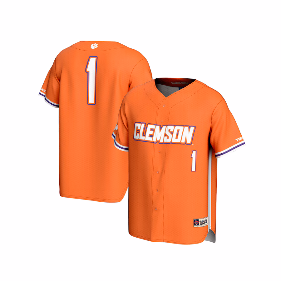 Unisex GameDay Greats  Orange #1 Clemson Tigers Lightweight Baseball Fashion Jersey - Jersey