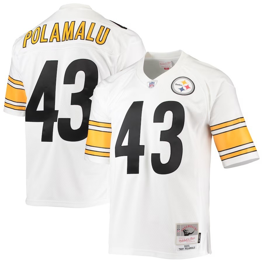 Men's Pittsburgh Steelers Troy Polamalu Mitchell & Ness White Legacy Replica Jersey - Jersey