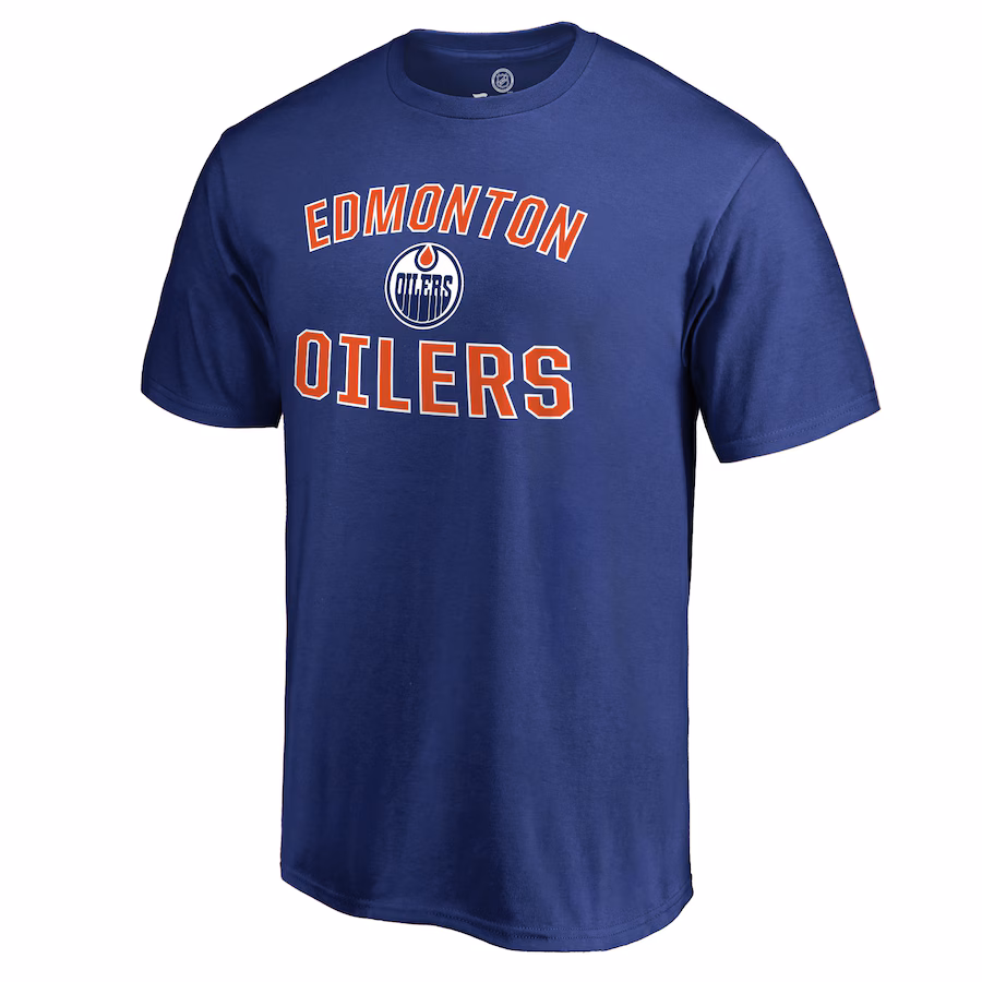Men's Edmonton Oilers Royal Victory Arch T-Shirt - Jersey