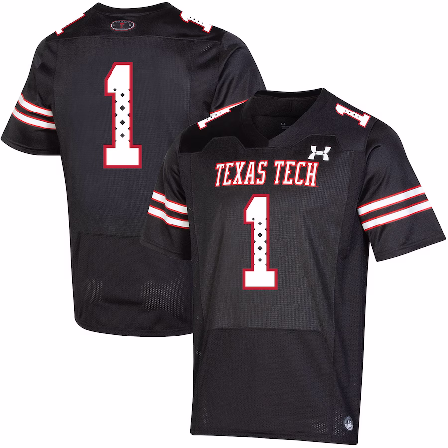 #1 Texas Tech Red Raiders Under Armour Throwback Special Game Jersey - Black - Jersey