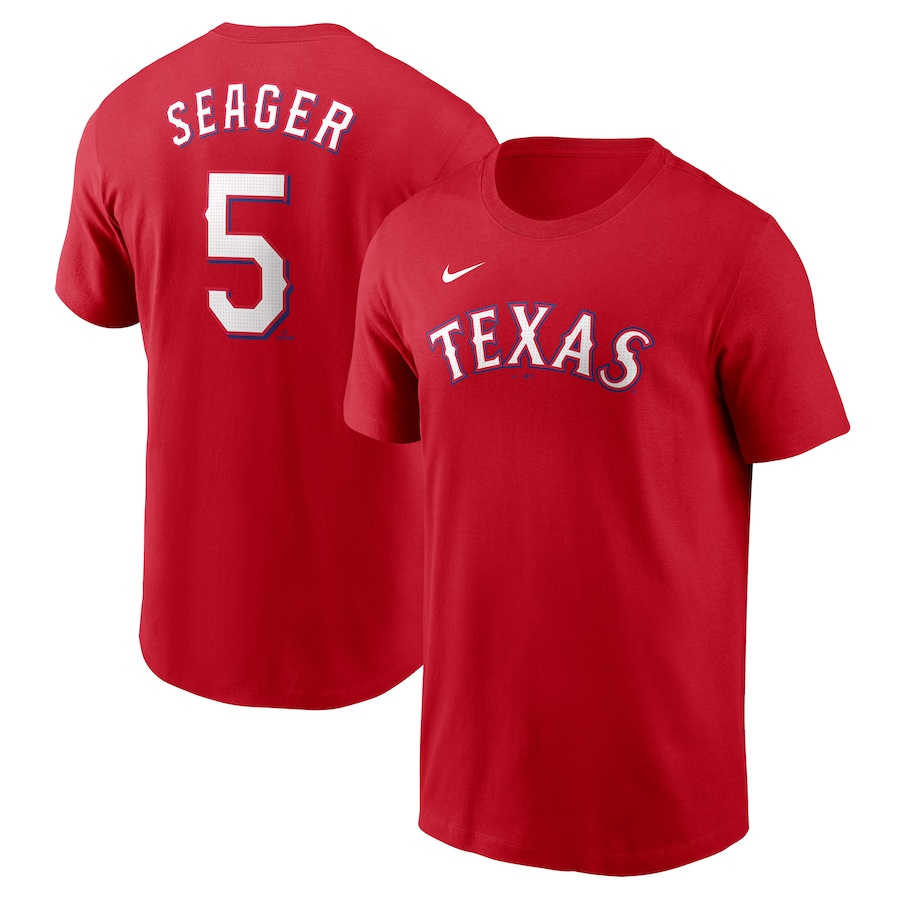 Men's Texas Rangers Corey Seager Nike Red Fuse Name & Number T-Shirt - Jersey