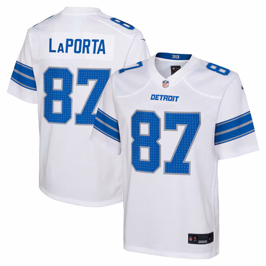 Youth Detroit Lions Sam LaPorta Nike White Player Game Jersey - Jersey