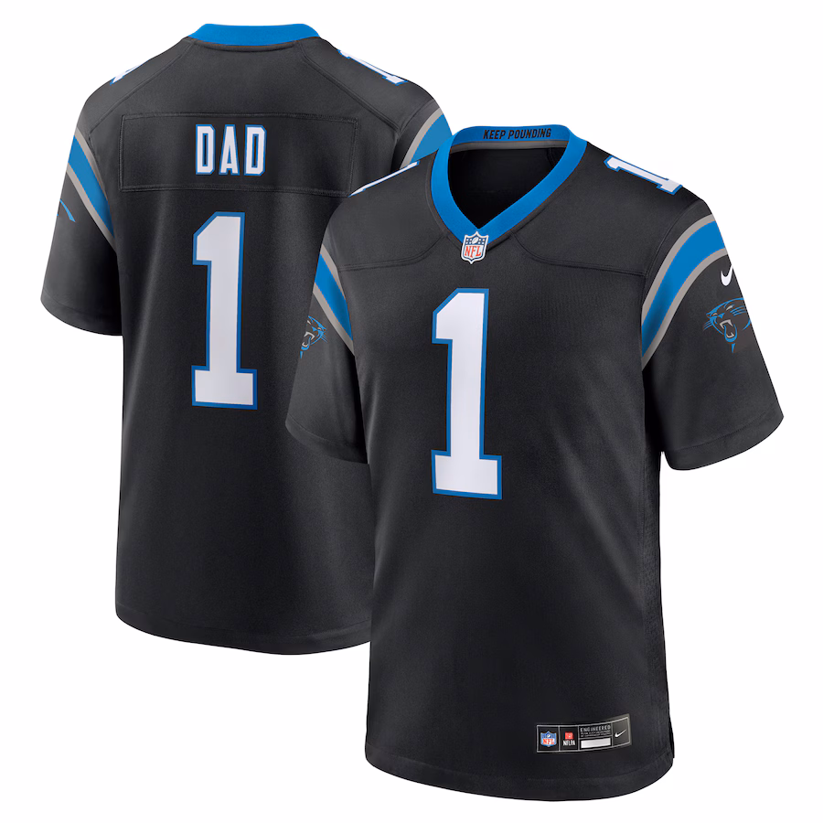 Men's Carolina Panthers Number 1 Dad Nike Black Game Jersey - Jersey