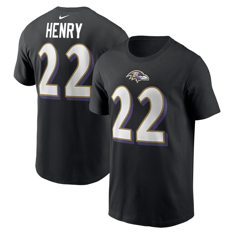 Men's Baltimore Ravens Derrick Henry Nike Black Player Name & Number T-Shirt - Jersey