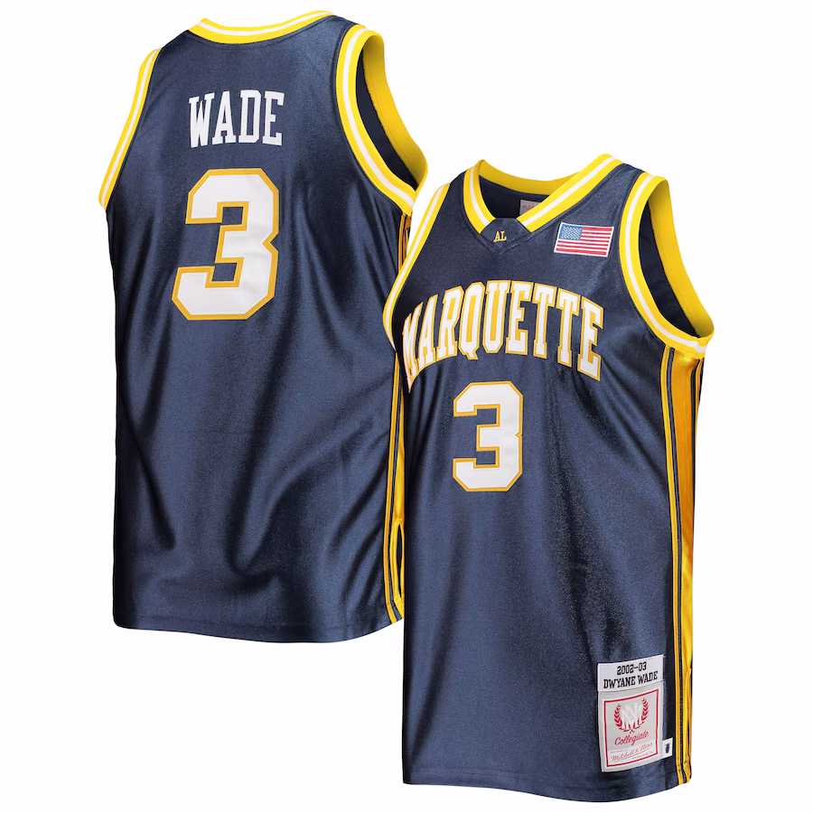 Dwyane Wade Marquette Golden Eagles Mitchell & Ness 2002/03 Authentic Throwback College Jersey - Navy - Jersey