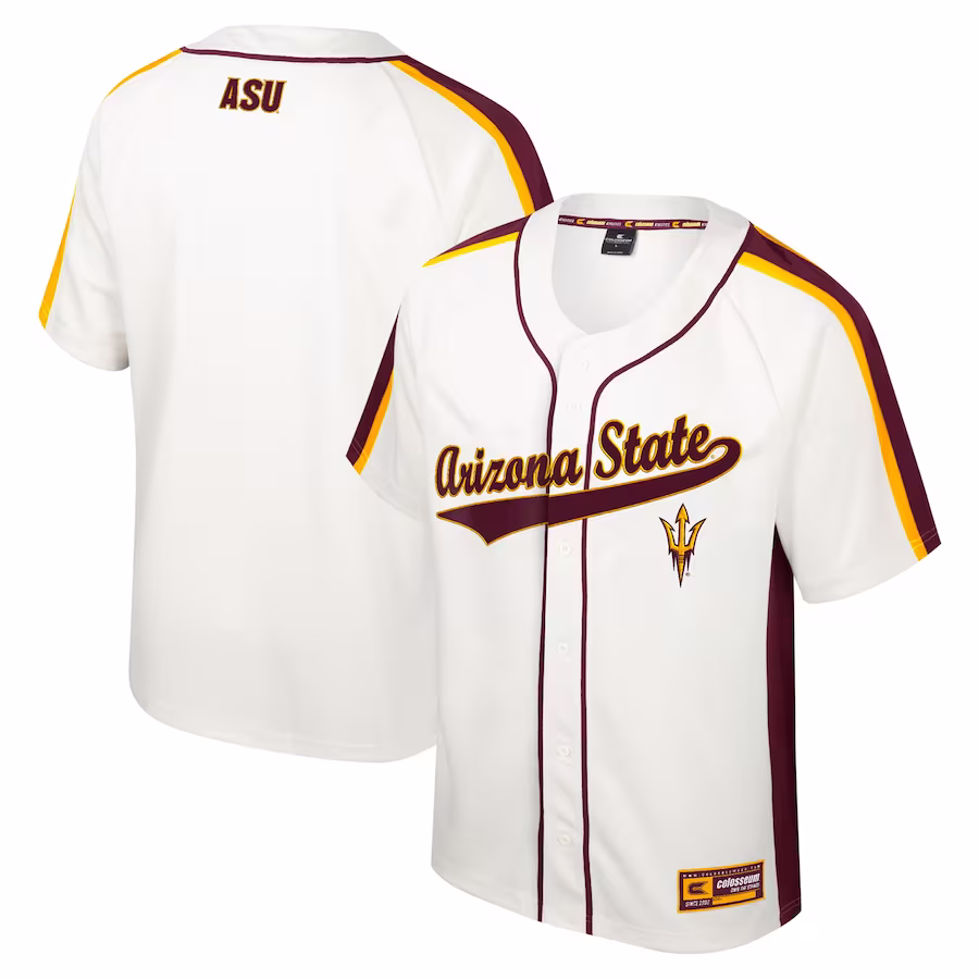 Arizona State Sun Devils Colosseum Ruth Button-Up Baseball Jersey - Cream - Jersey
