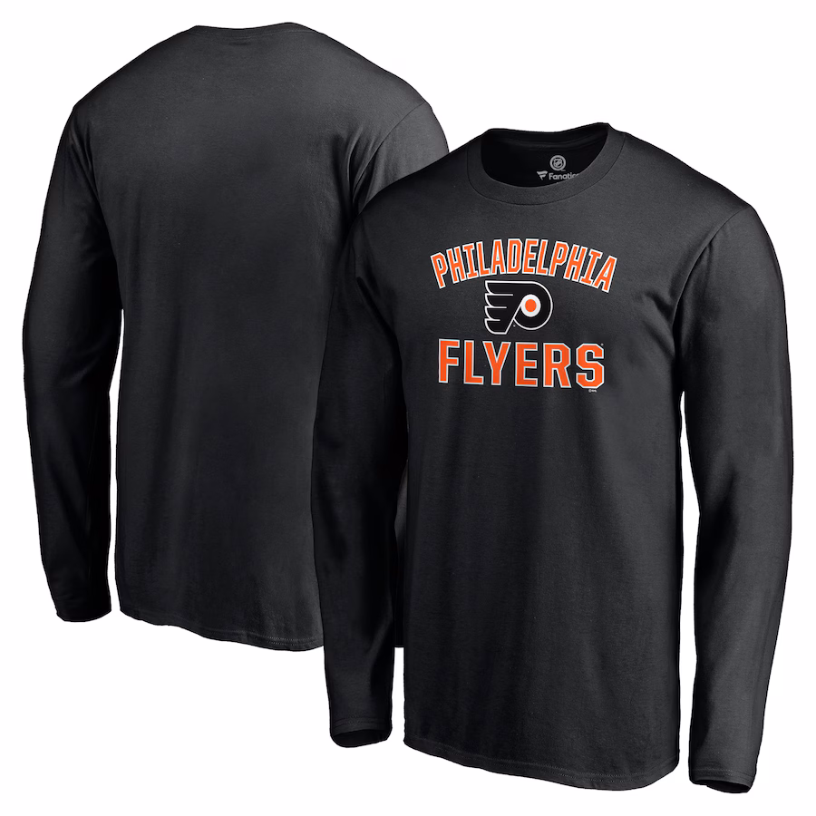 Men's Philadelphia Flyers Black Victory Arch Long Sleeve T-Shirt - Jersey