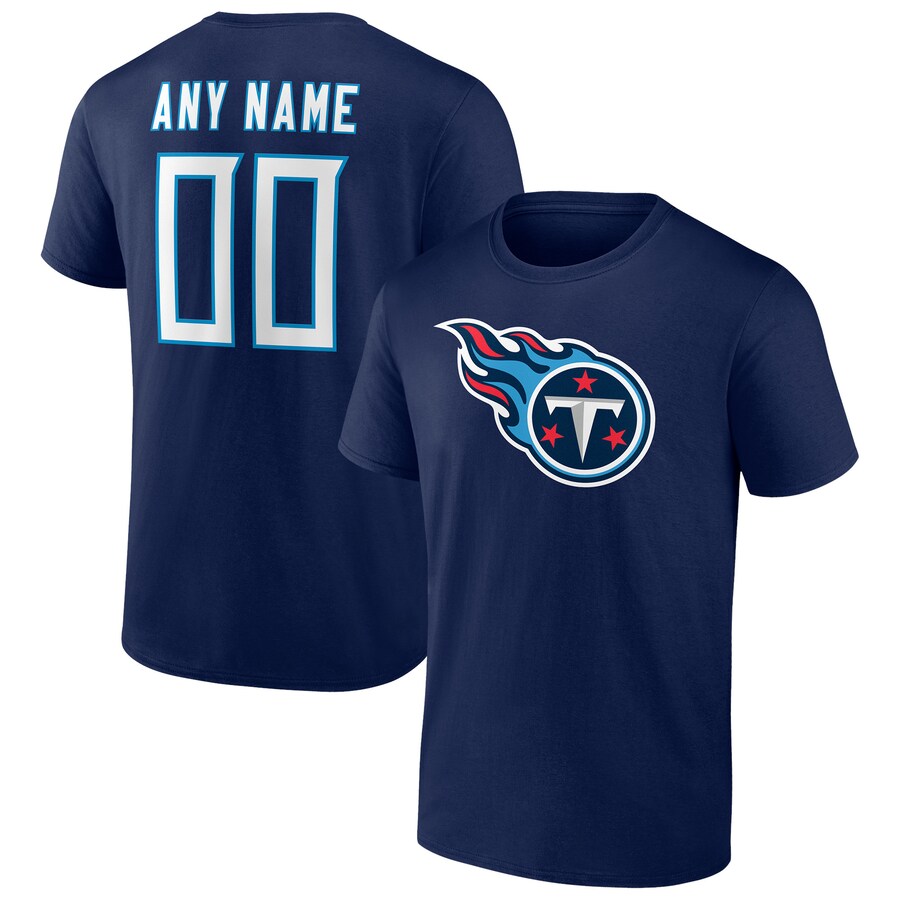 Men's Tennessee Titans Navy Team Authentic Personalized Name & Number T-Shirt - Jersey