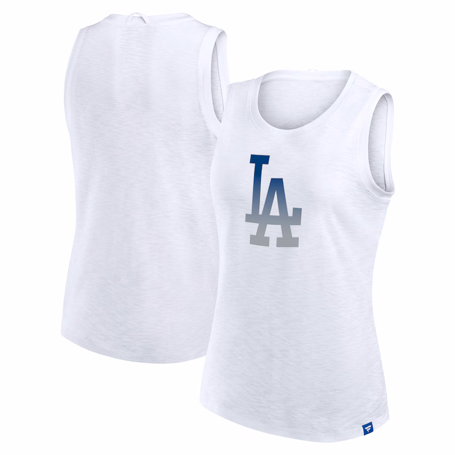 Women's Los Angeles Dodgers Fanatics White Activate Slub Tank Top - Jersey