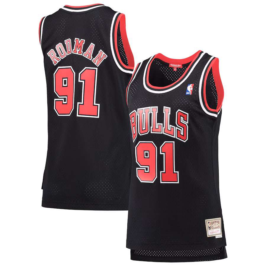 Women's Chicago Bulls Dennis Rodman Mitchell & Ness Black  Hardwood Classics Swingman Jersey - Jersey