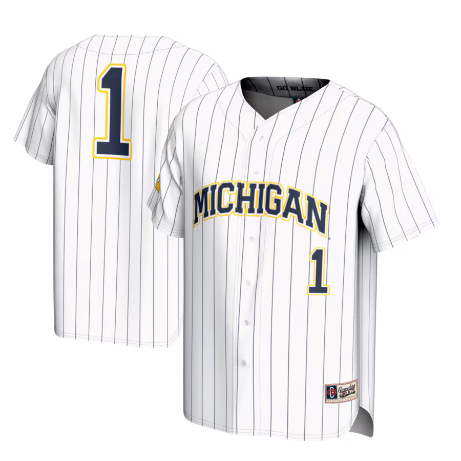 #1 Michigan Wolverines GameDay Greats Lightweight Baseball Fashion Jersey - White - Jersey